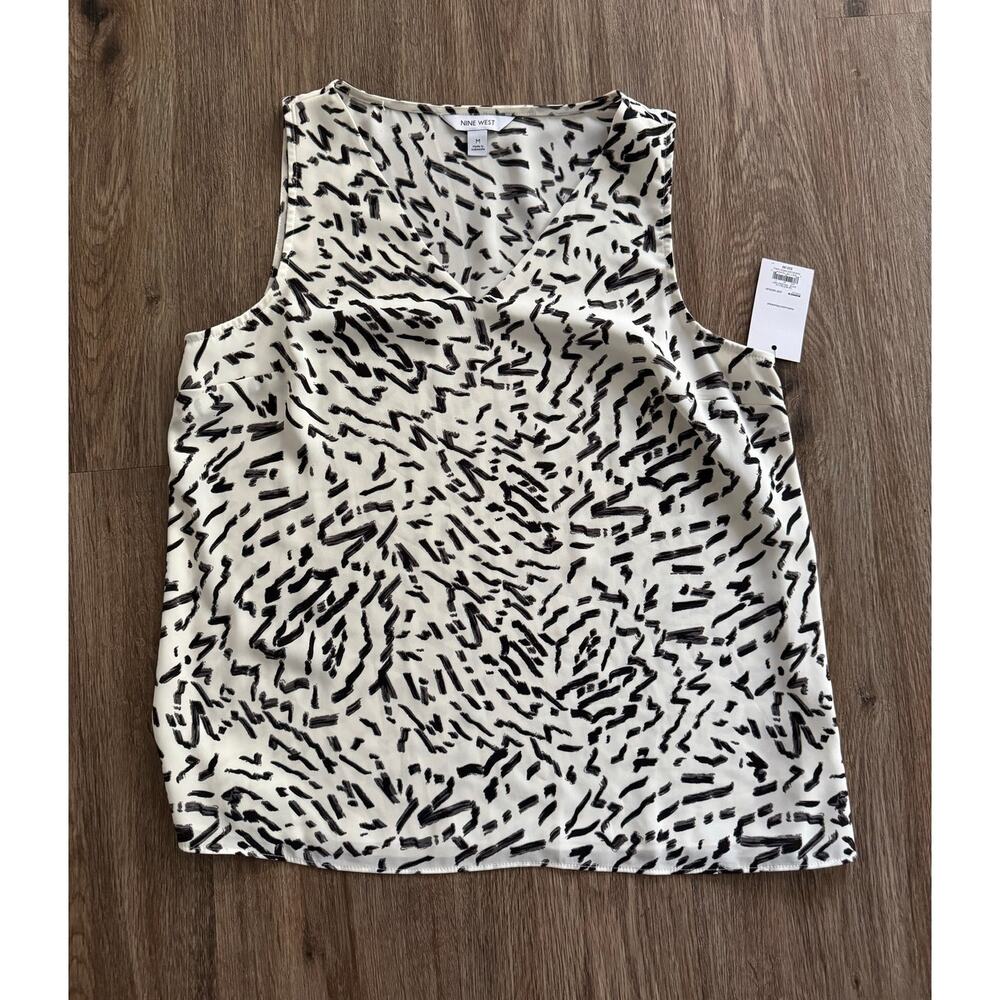 Nine West Black and White Sleeveless Tank Top NWT size Medium